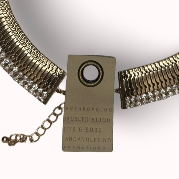 ANTHROPOLOGIE - 14K Gold Plated Wide Pavé Snake Chain Necklace - Picture 7 of 8